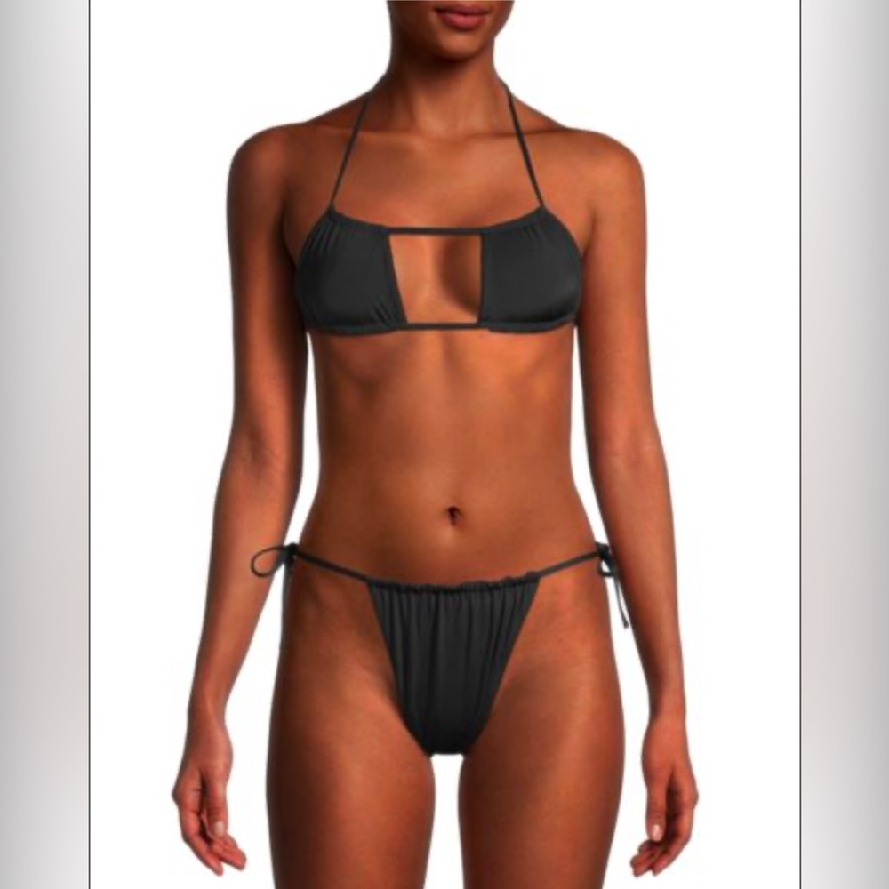 WEWOREWHAT Tie-Back Ruched Bandeau Bikini & Riviera High-Rise Tied Bikini Bottom